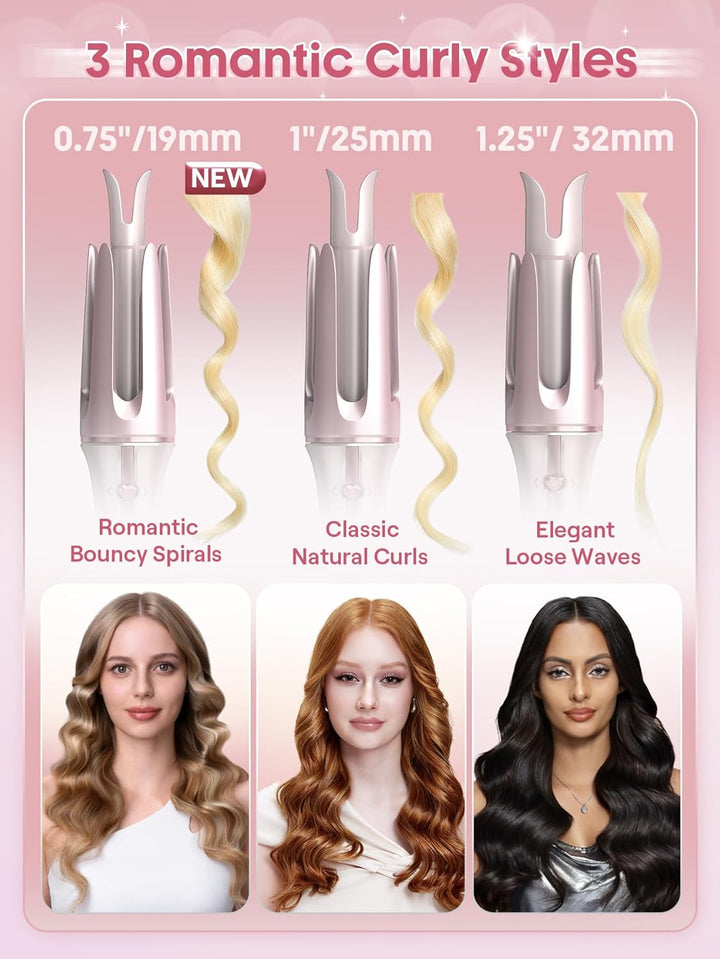 SHEGLAM Rizador rosa regalo automático para mujer (rosa, 1 pulgada)