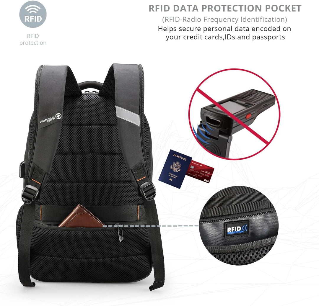 Mochila de viaje Swissdigital Design de 16 pulgadas para laptop, mo...
