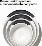 OXO Good Grips juego de 3 cuencos para mezclar de plástico, 2500 ml, blanco/negro