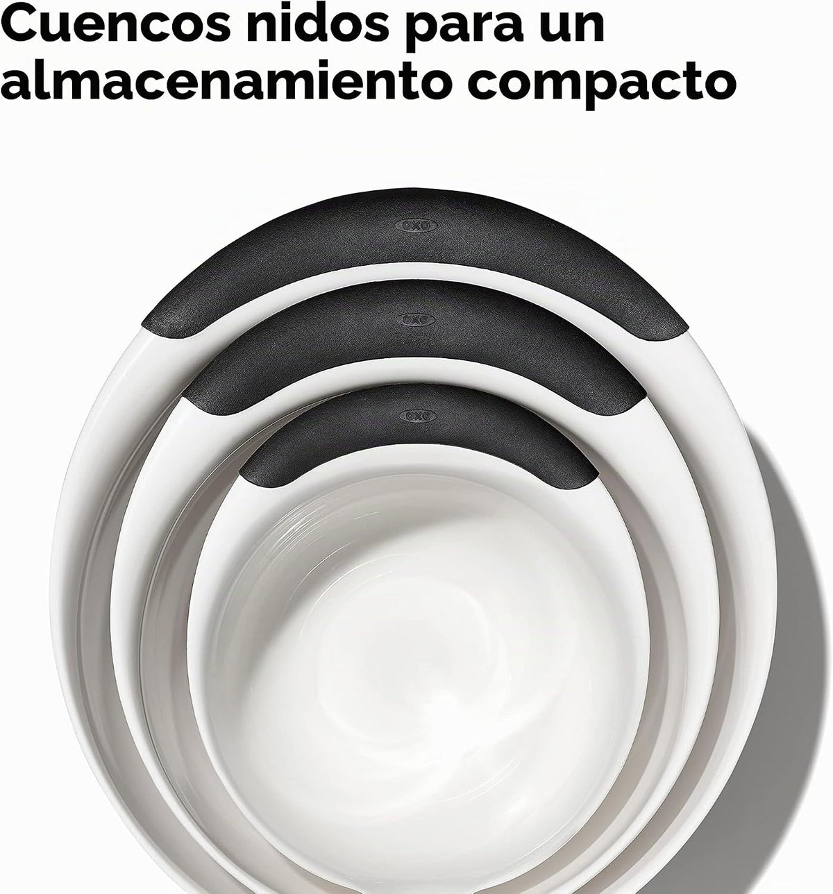 OXO Good Grips juego de 3 cuencos para mezclar de plástico, 2500 ml, blanco/negro