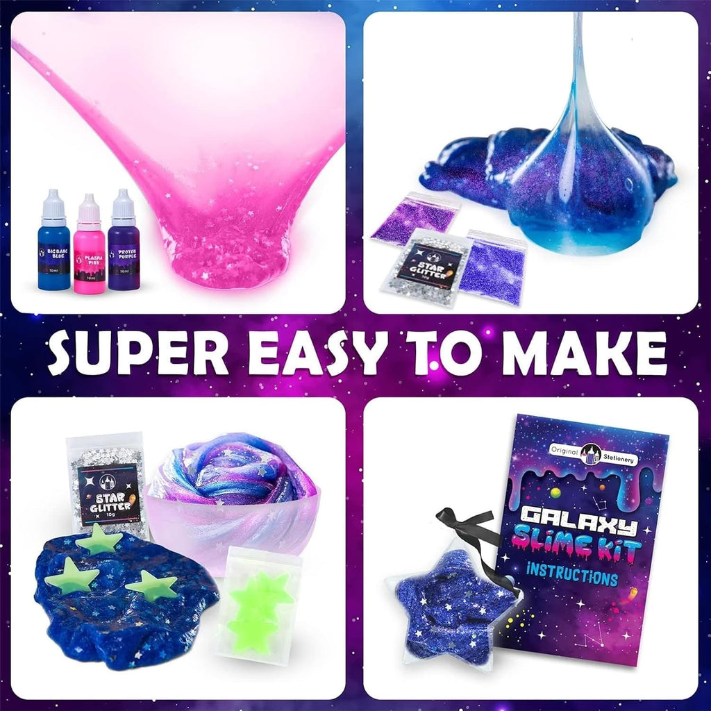 Original Stationery Mini kit de slime de galaxia para niñas y niños de 7 a 12 años, juego de slime que brilla en la oscuridad con purpurina, divertido juguete de manualidades espaciales para juegos creativos, regalo de cumpleaños para niños