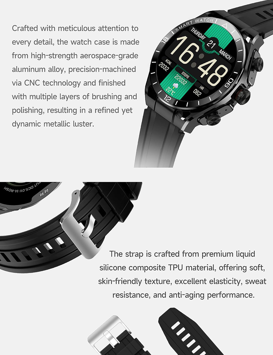 Reloj inteligente con auriculares, llamadas Bluetooth puede responder y hacer llamadas, rastreador de fitness deportivo con paso, material metálico, cuerpo ultrafino, efectos de sonido 9D, reloj deportivo