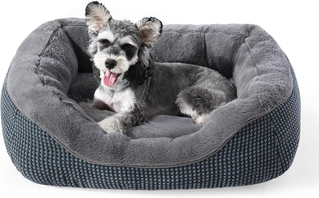 Cama para perros pequeños para perros pequeños, camas para gatos de interior, lavable, cama ortopédica para perros, cama cálida suave y calmante para cachorros, cama duradera para mascotas con parte inferior antideslizante S (20 x 19 x 6 pulgadas)