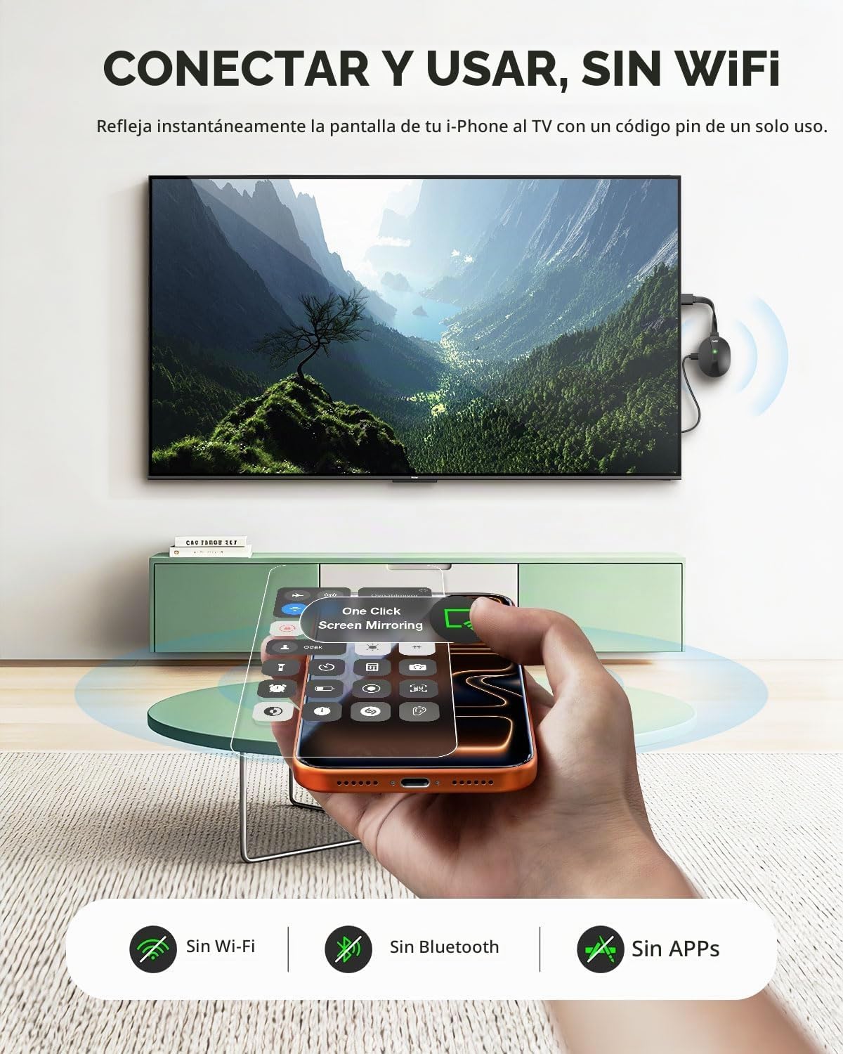 AIMIBO Adaptador de pantalla inalámbrico 4K verdadero 2.4G+5G a 60Hz Plug