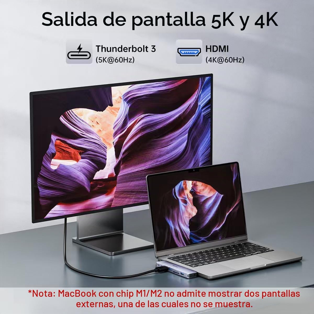 Adaptador de concentrador USB C para MacBook Pro\/Air M5 M4 M3 M2 M...