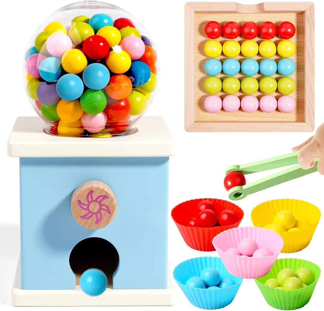 9,6" máquina de madera de Gumball para niños que aprenden el jugu...