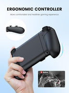 Mocagen MC1 Controlador para teléfono para iPhone y Android – Agarre ergonómico, baja latencia, compatible con funda, Controlador móvil Bluetooth con joysticks de efecto Hall, compañero de viaje portátil para coche/ocio (Negro)