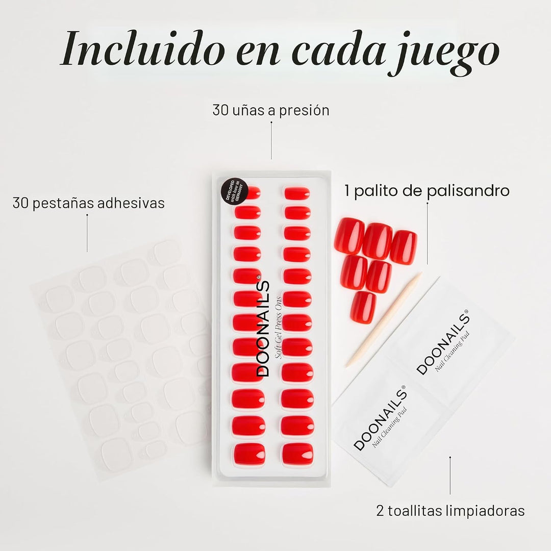 DOONAILS Uñas Postizas de gel suave a presión \u2013 Kit de 28 piez...