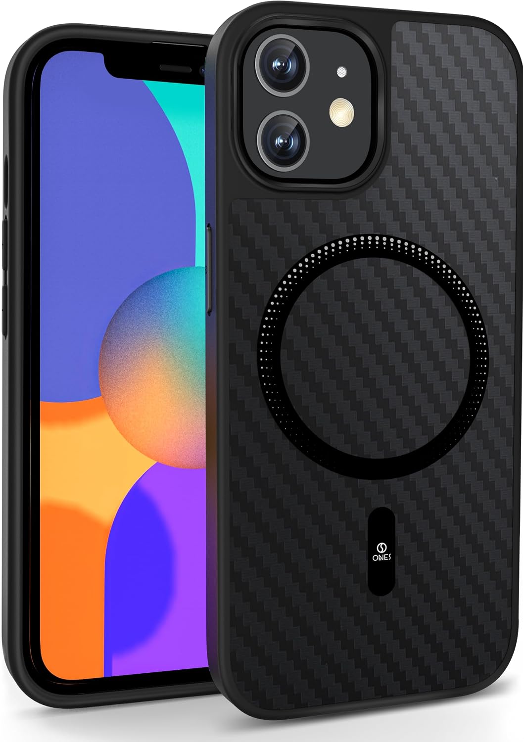 ONES Funda Magnética para iPhone 11, [Compatible con MagSafe][Protección contra Caídas de Grado Militar] Patrón de Fibra de Carbono, Carcasa Trasera Rígida Protectora a Prueba de Golpes para Funda de