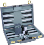 Backgammon - Juego de 2 jugadores clásico de backgammon para adultos, juego de mesa con funda de piel sintética, portátil y juego de backgammon de viaje (gris, 11 pulgadas)