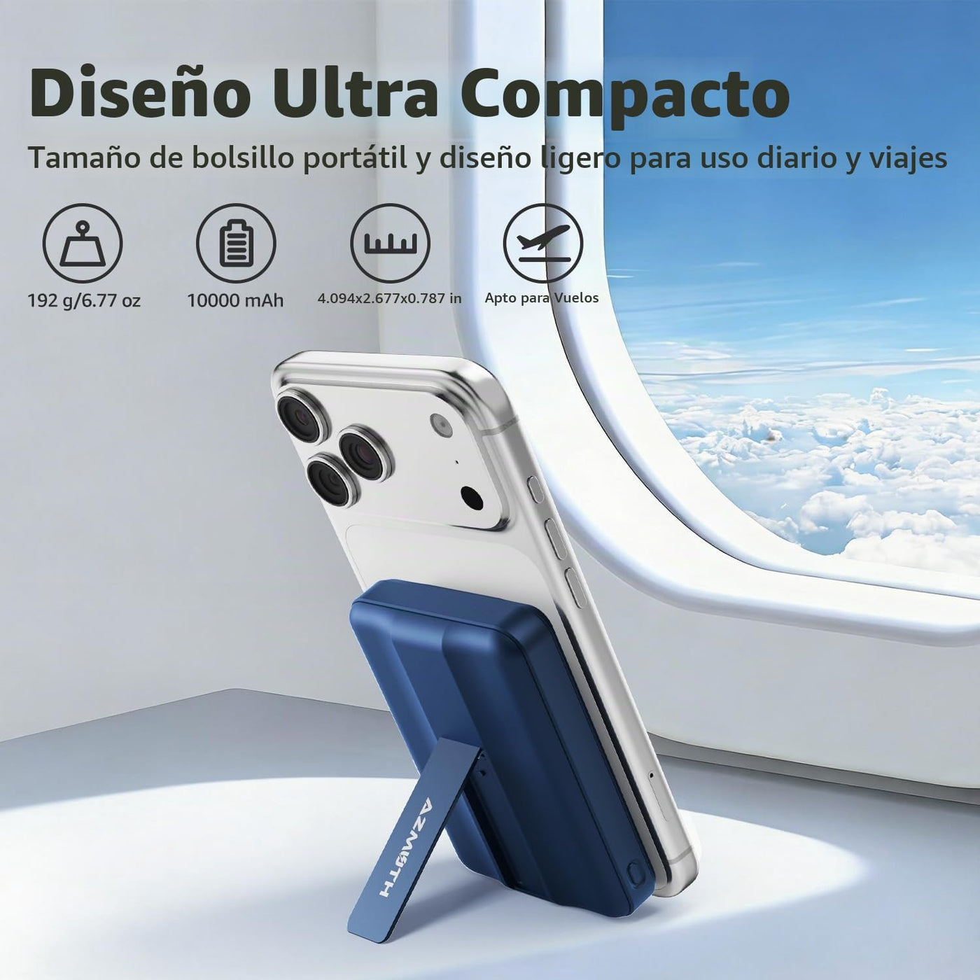 Azmuth Banco de energía inalámbrico magnético de 10000 mAh, cargado...