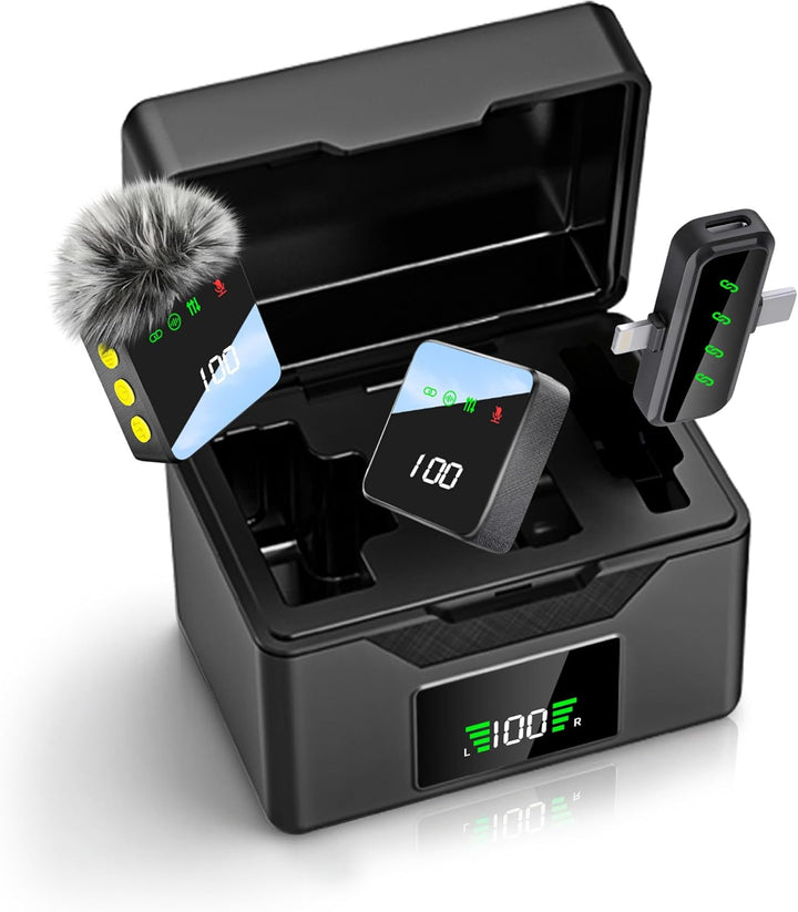 Gicorino Micrófono Lavalier inalámbrico para iPhone y Android, mini...