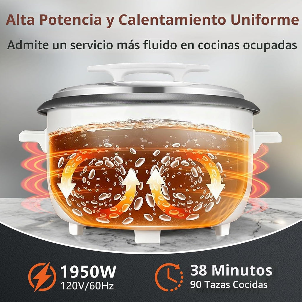 Olla arrocera comercial de 90 tazas, 16 cuartos de galón de