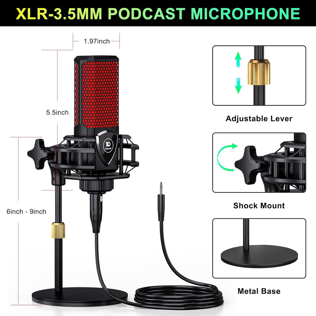 Paquete de micrófono de podcast con mezclador de audio de placa de sonido en vivo, equipo de podcast con micrófono de condensador de 3.5mm para transmisión en vivo, canto, juegos en Pc/Teléfono