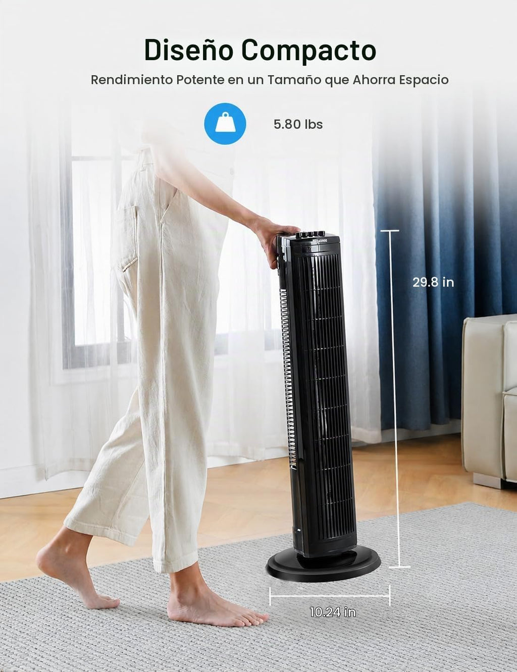 PELONIS Ventilador de torre oscilante de 30 pulgadas con 3 ajustes...
