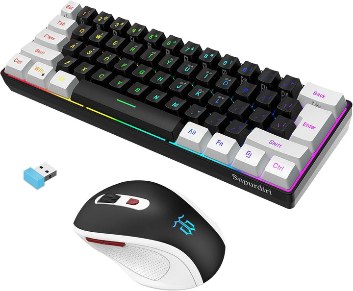 Snpurdiri Combo de teclado y ratón inalámbricos para juegos de 2.4G...