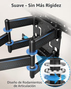 MOUNTUP Soporte de pared para TV ultra delgado para la mayoría de televisores de 37 a 90 pulgadas, soporte delgado de 1.1 pulgadas, soporte de soporte de TV de movimiento completo, brazos articulados giratorios dobles con inclinación, se adapta a pernos d