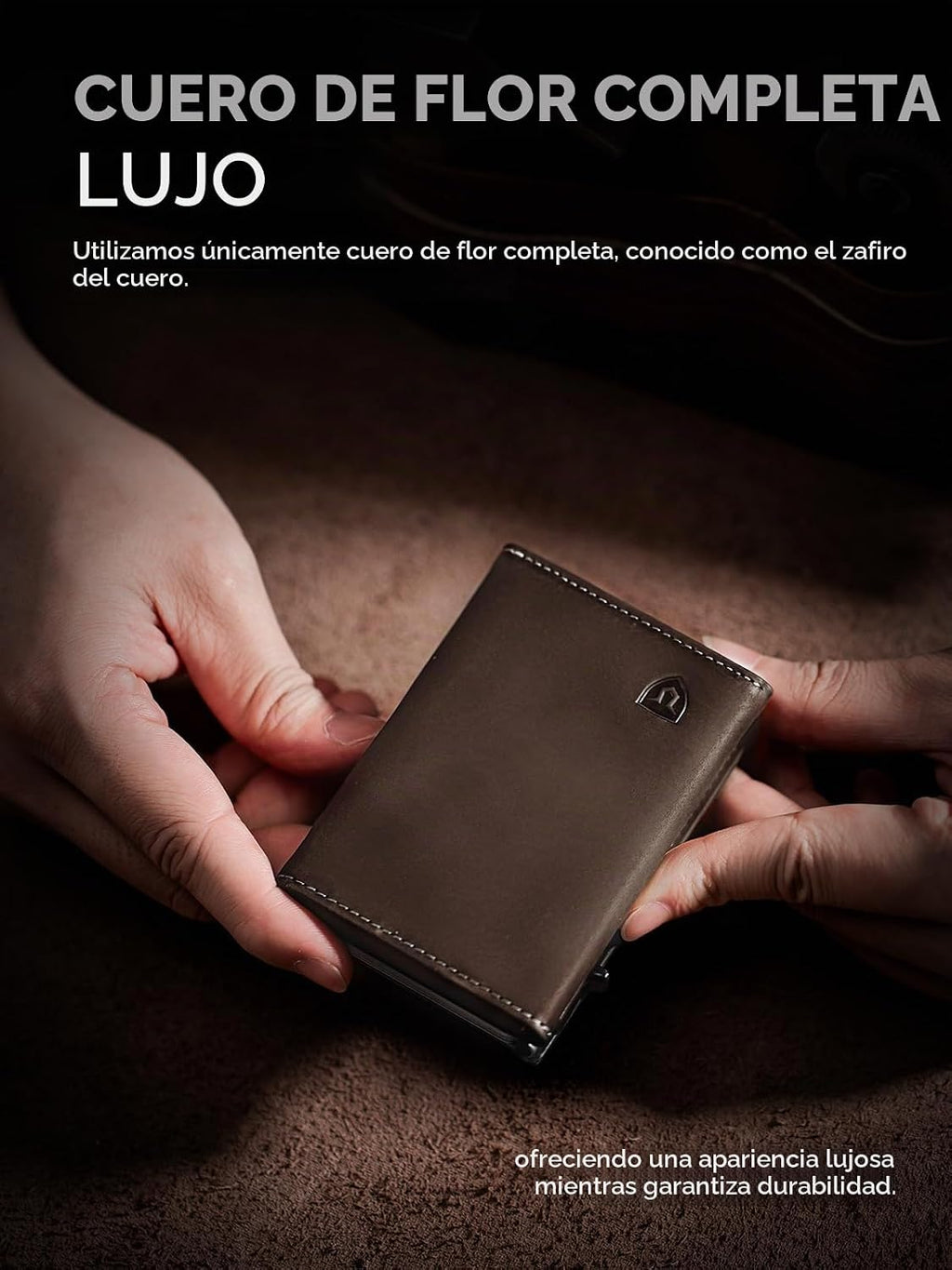 Cartera minimalista para hombre con tarjetero de crédito, cuero de grano completo más fino, billetera inteligente emergente, billetera delgada triple, bloqueo RFID, bolsillo frontal, ventana de