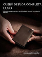 Cartera minimalista para hombre con tarjetero de crédito, cuero de grano completo más fino, billetera inteligente emergente, billetera delgada triple, bloqueo RFID, bolsillo frontal, ventana de
