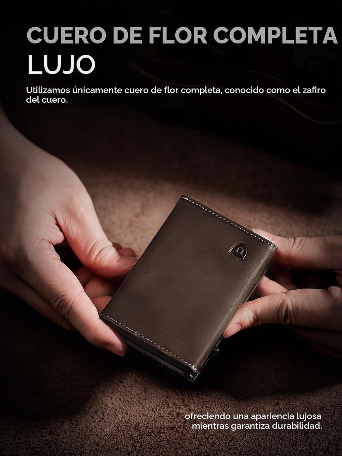 Cartera minimalista para hombre con tarjetero de crédito, cuero de grano completo más fino, billetera inteligente emergente, billetera delgada triple, bloqueo RFID, bolsillo frontal, ventana de