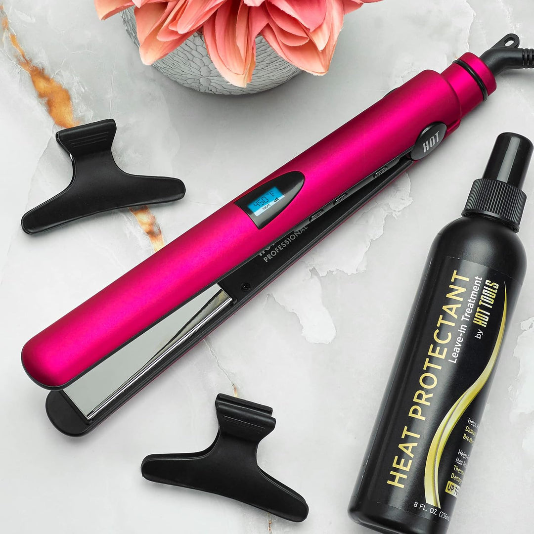 Plancha digital de hierro de Hot Tools, color rosa Titanio, 1 pulga...