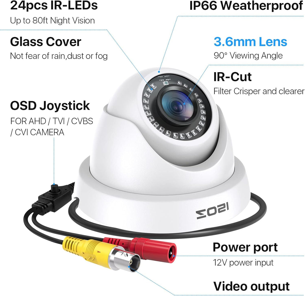 ZOSI Cámara domo de seguridad HD de 2MP 1080P para exteriores e int...