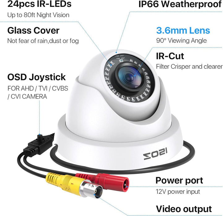 ZOSI Cámara domo de seguridad HD de 2MP 1080P para exteriores e int...