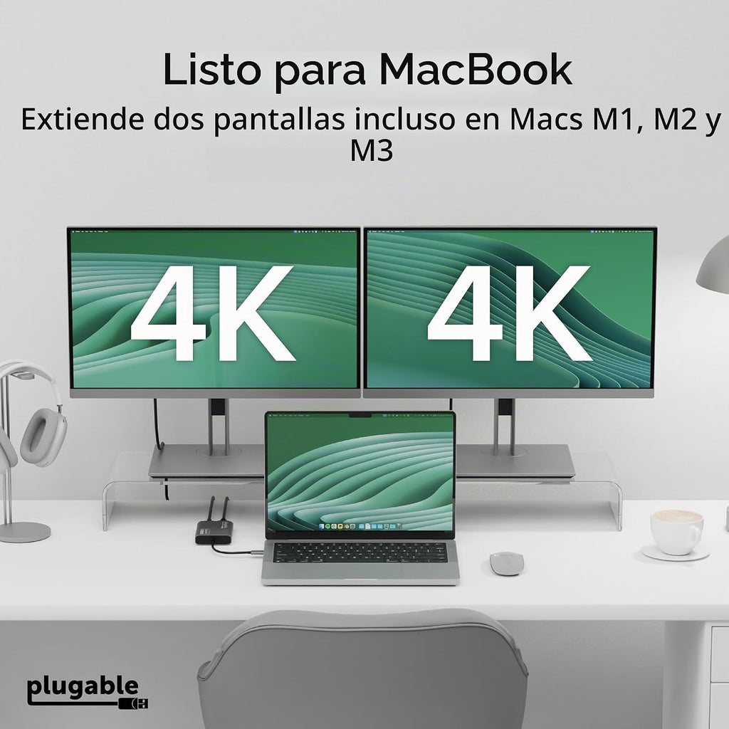 Adaptador USB C HDMI, monitor dual 4K 60Hz