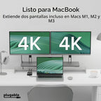 Adaptador USB C HDMI, monitor dual 4K 60Hz
