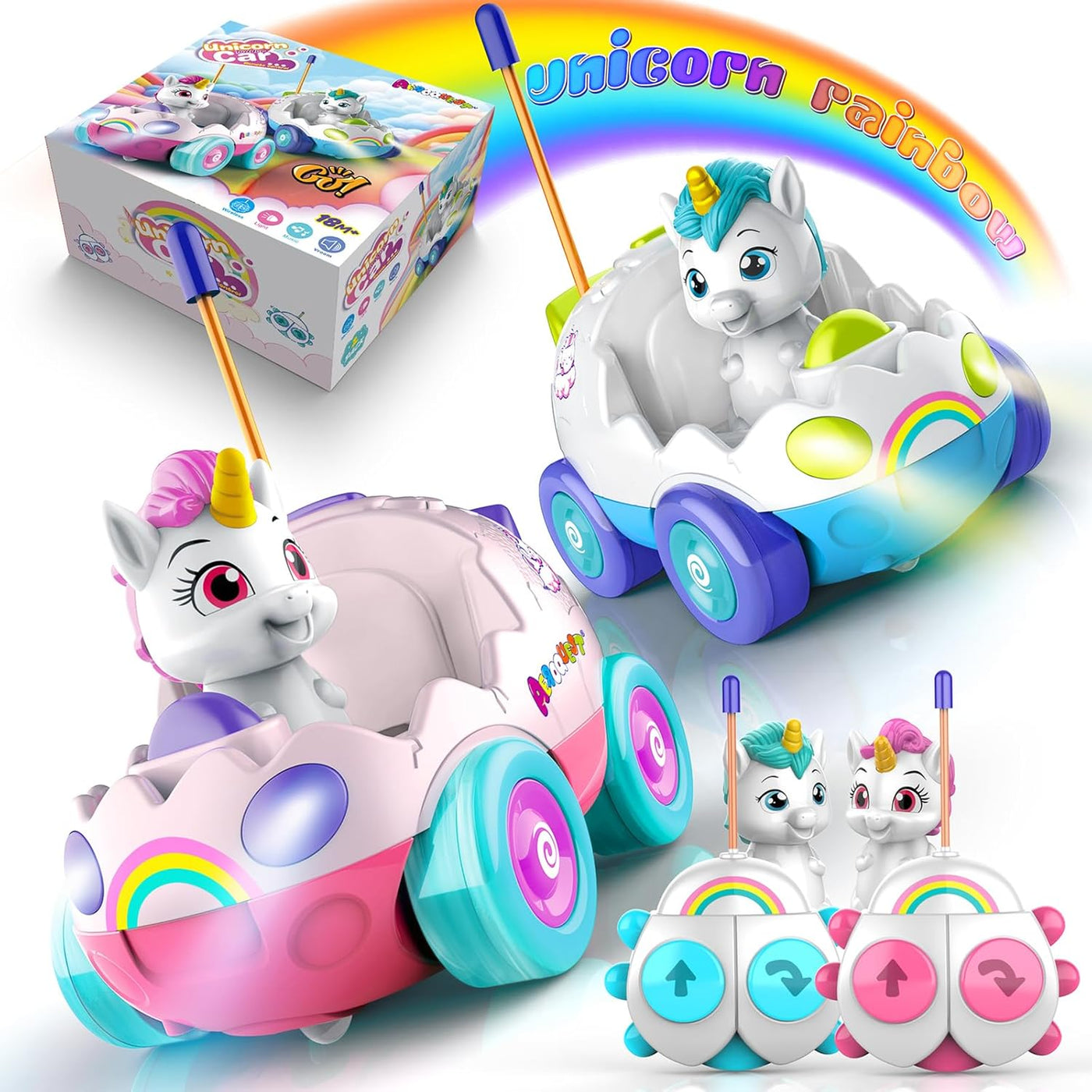 AEROQUEST Juguetes de unicornio para niñas, auto a control remoto p...