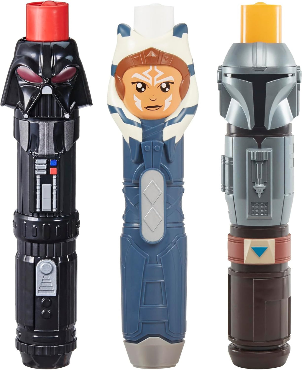 STAR WARS Escuadrón de sables de luz de 3 unidades, sables de luz de The Mandalorian, Ahsoka y Darth Vader, juguetes para niños y niñas de 4 años (exclusivo de Amazon)