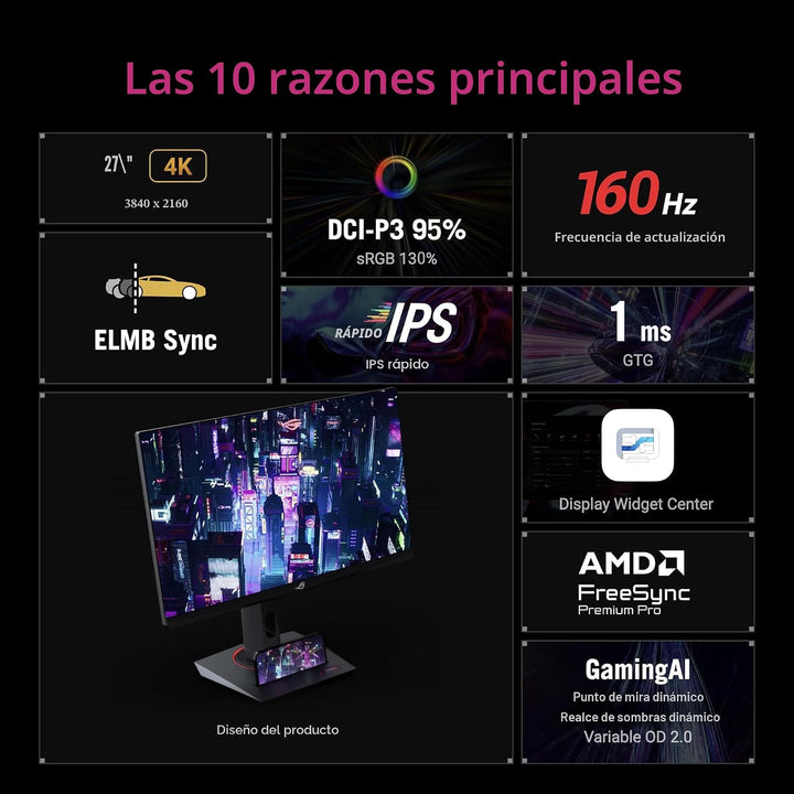ASUS ROG Strix - Monitor de juegos USB-C HDR400 de 27 pulgadas 4K H...