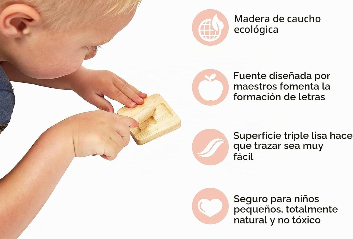 Tableros de madera para trazado del alfabeto - Formación de letras