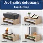 FITUEYES Soporte elevador de madera para monitor, estante de almacenamiento de escritorio de 2 niveles, roble