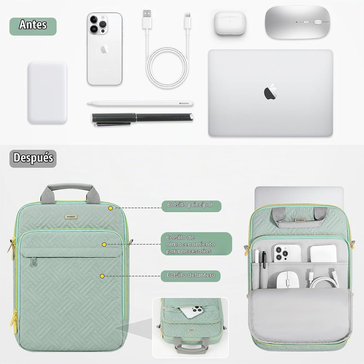 MoKo Funda acolchada para laptop de 13 a 14 pulgadas para Mac Air M...