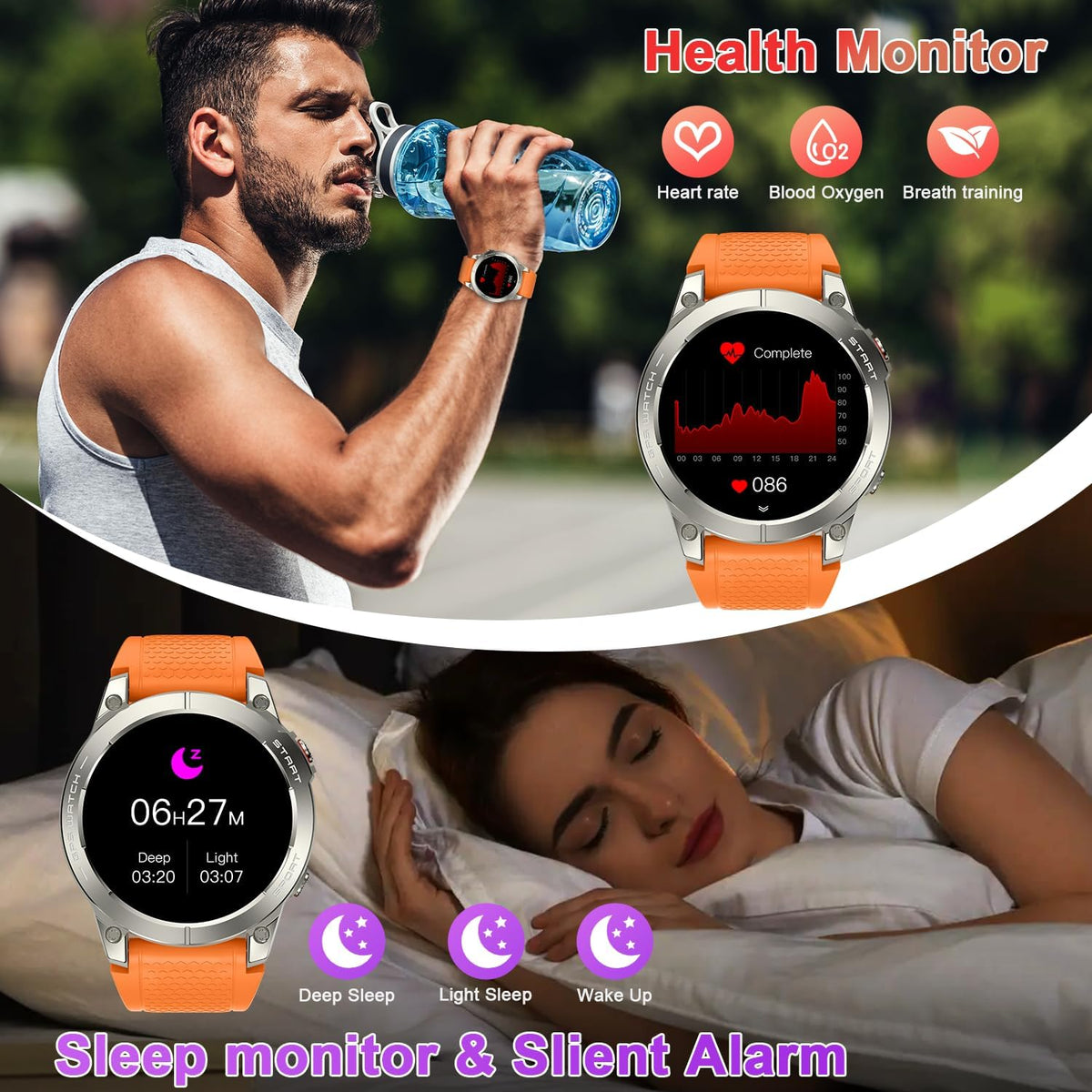 Reloj inteligente para hombre, rastreador de actividad física, GPS: relojes inteligentes militares para Android/iPhone Gps Watch 1.43 "AMOLED Hacer respuesta llamada Correr Relojes digitales para hombre, compatible con Samsung, monitor de corazón