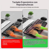 Combo de teclado y mouse inalámbricos, teclas onduladas de tamaño c...