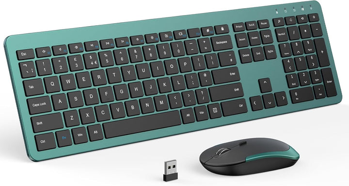 Combo de teclado y ratón inalámbricos, teclado inalámbrico delgado...