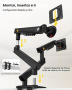 NB SmooVex™ - Soporte para monitor doble, soporte para monitor dual para hasta 32 pulgadas, brazo de monitor de resorte mecánico, VESA 75/3.937 in, modelo-A5C (negro)