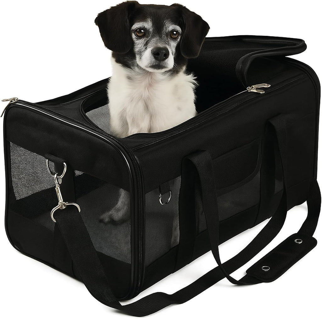 Sherpa Transportador de mascotas de viaje original de lujo, aprobado por aerolíneas, negro, grande