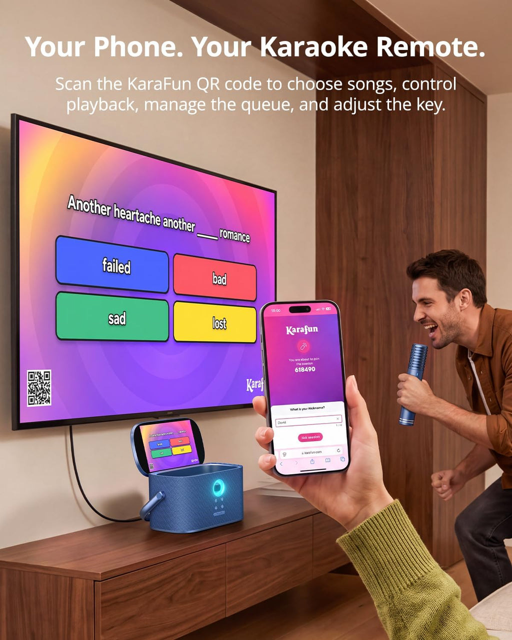 Ikarao Máquina de karaoke para adultos, 2 micrófonos de carga automática