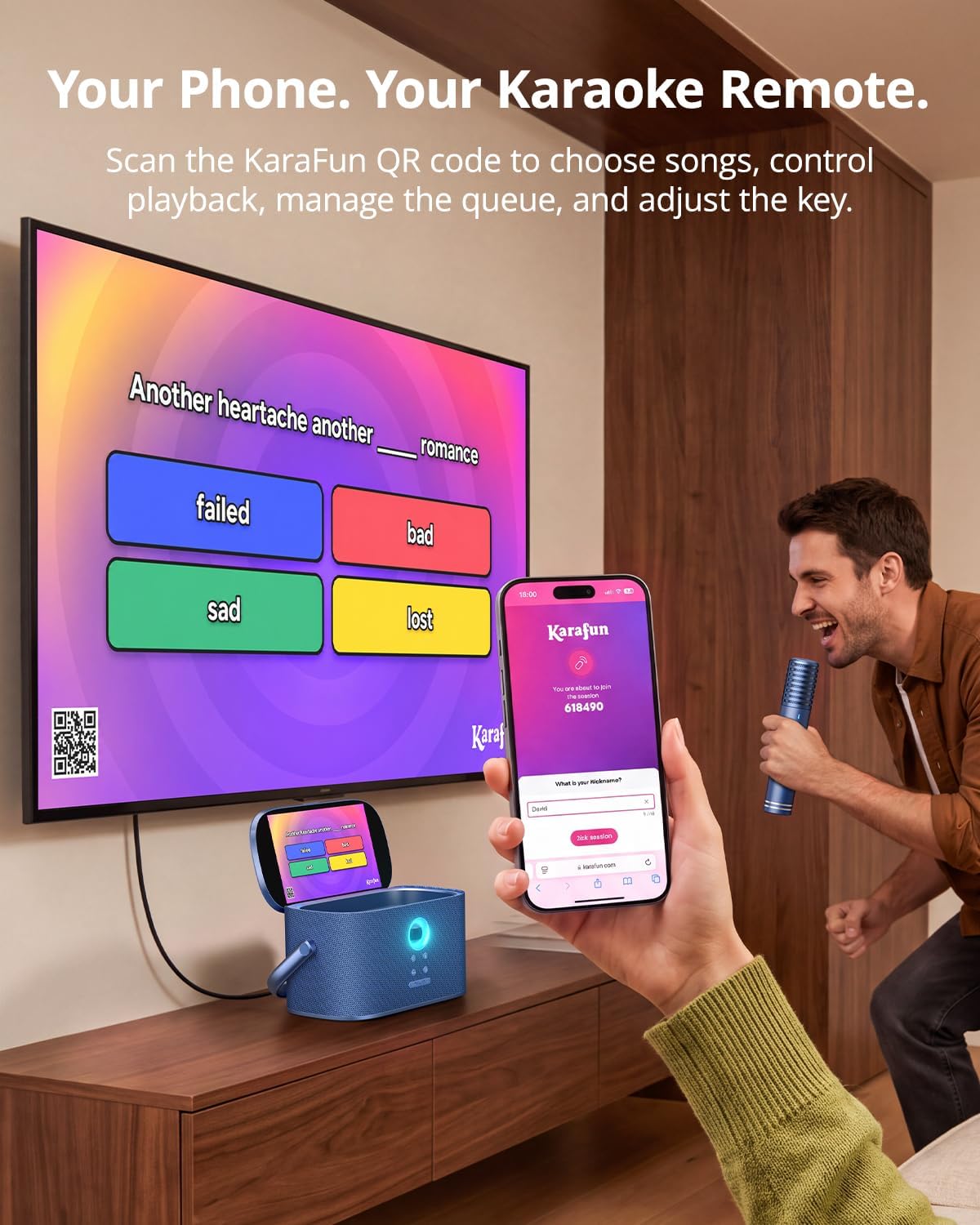 Ikarao Máquina de karaoke para adultos, 2 micrófonos de carga automática
