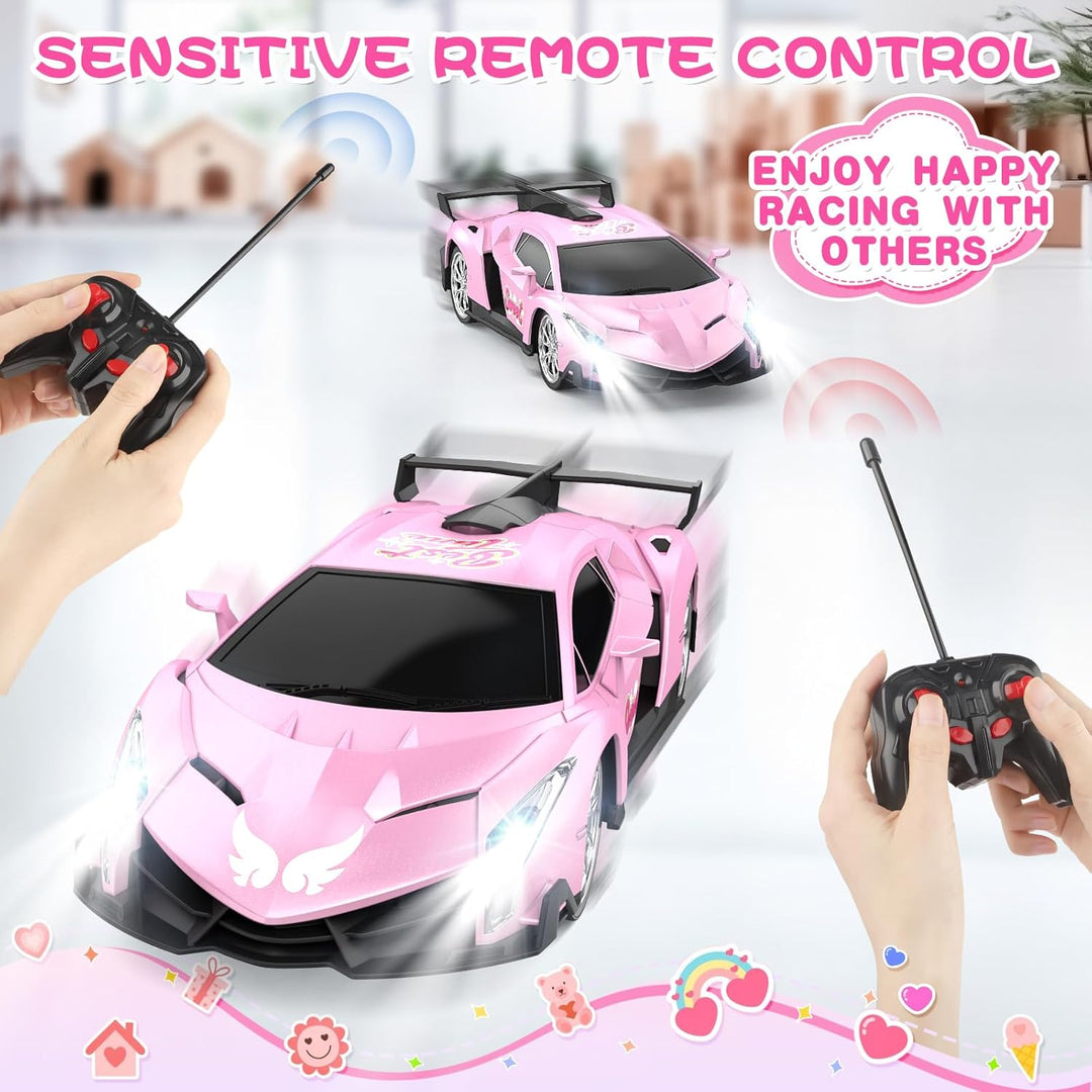 Growsland Auto a control remoto para niñas, 1:18, color rosa, autos...