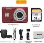 KODAK PIXPRO FZ55 Cámara digital de 16 MP de apuntar y disparar, zoom óptico 5X, Rojo