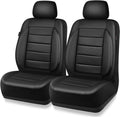 CAR PASS Fundas de asiento de automóvil de piel sintética solo para asientos delanteros, fundas de asiento de automóvil con soporte de espuma 3D, ajuste universal para camiones, furgonetas, SUV