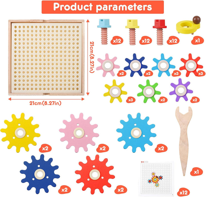 Xunsomten - Juego de engranajes de madera para niños
