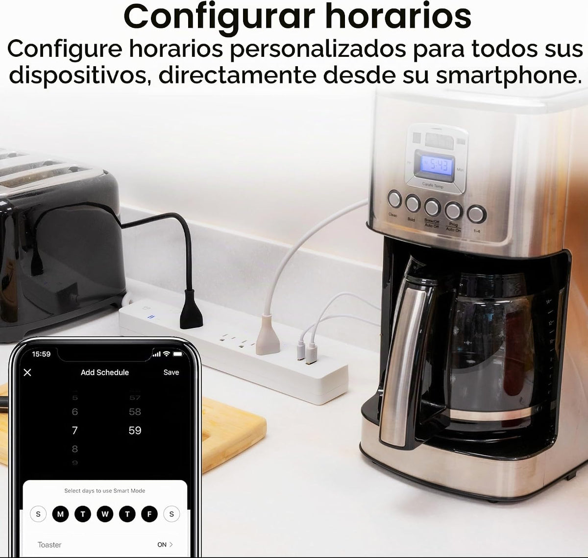 Lámpara Geeni Regleta de alimentación inteligente con protector de sobretensiones