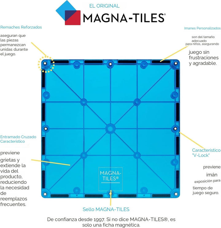 MAGNA-TILES Juego clásico de construcción magnética de 100