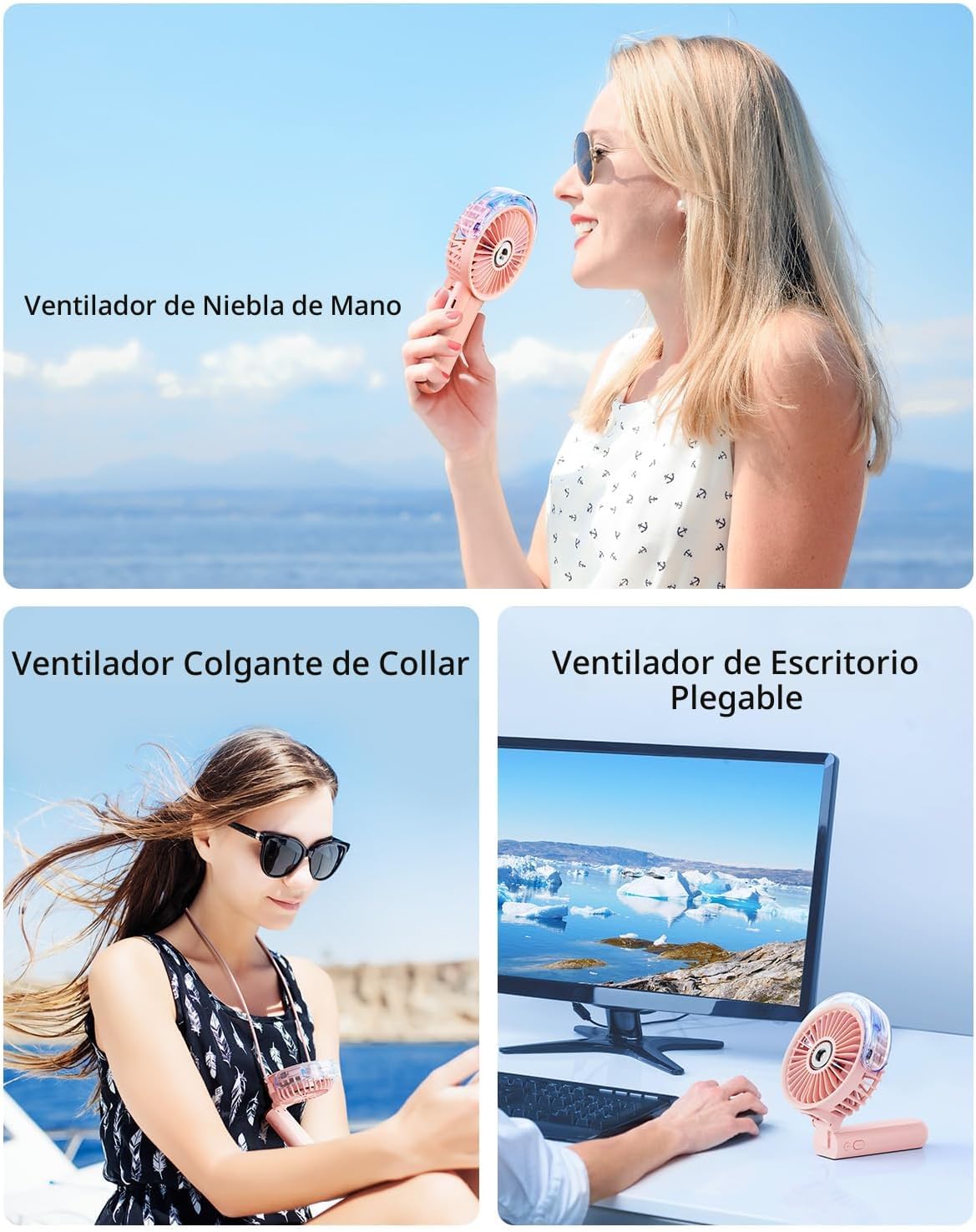 SWEETFULL Ventilador portátil de niebla - Ventilador personal de ma...