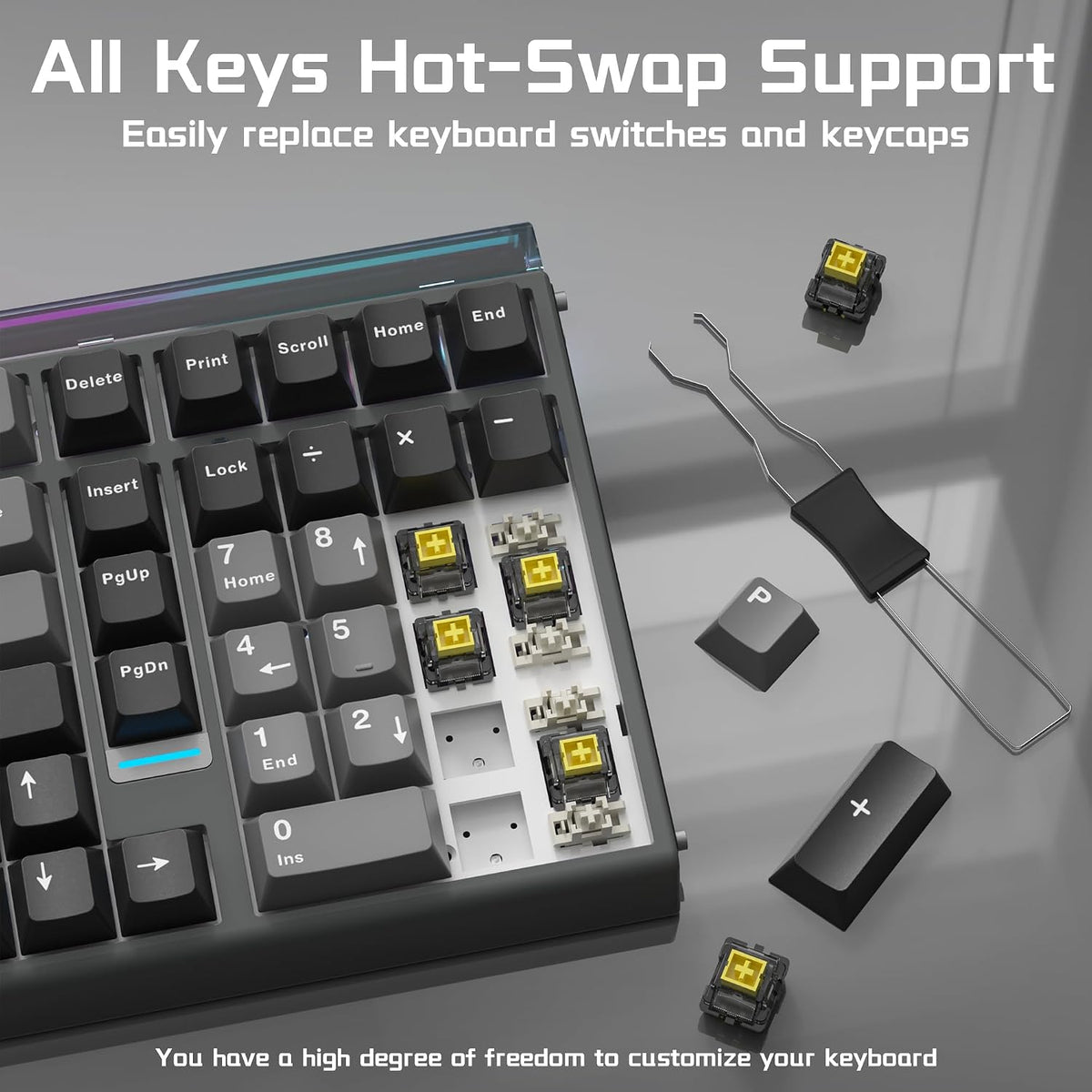 AULA Hero 99 - Teclado con cable para juegos, teclado de efecto Hal...